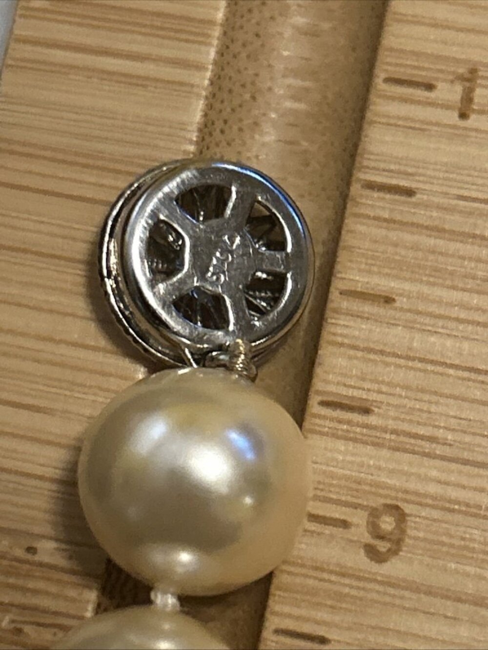 Vintage Isla Mallorca 12mm Glass Pearl Necklace 18" White Gray As-Is Repair DIY - Picture 8 of 16